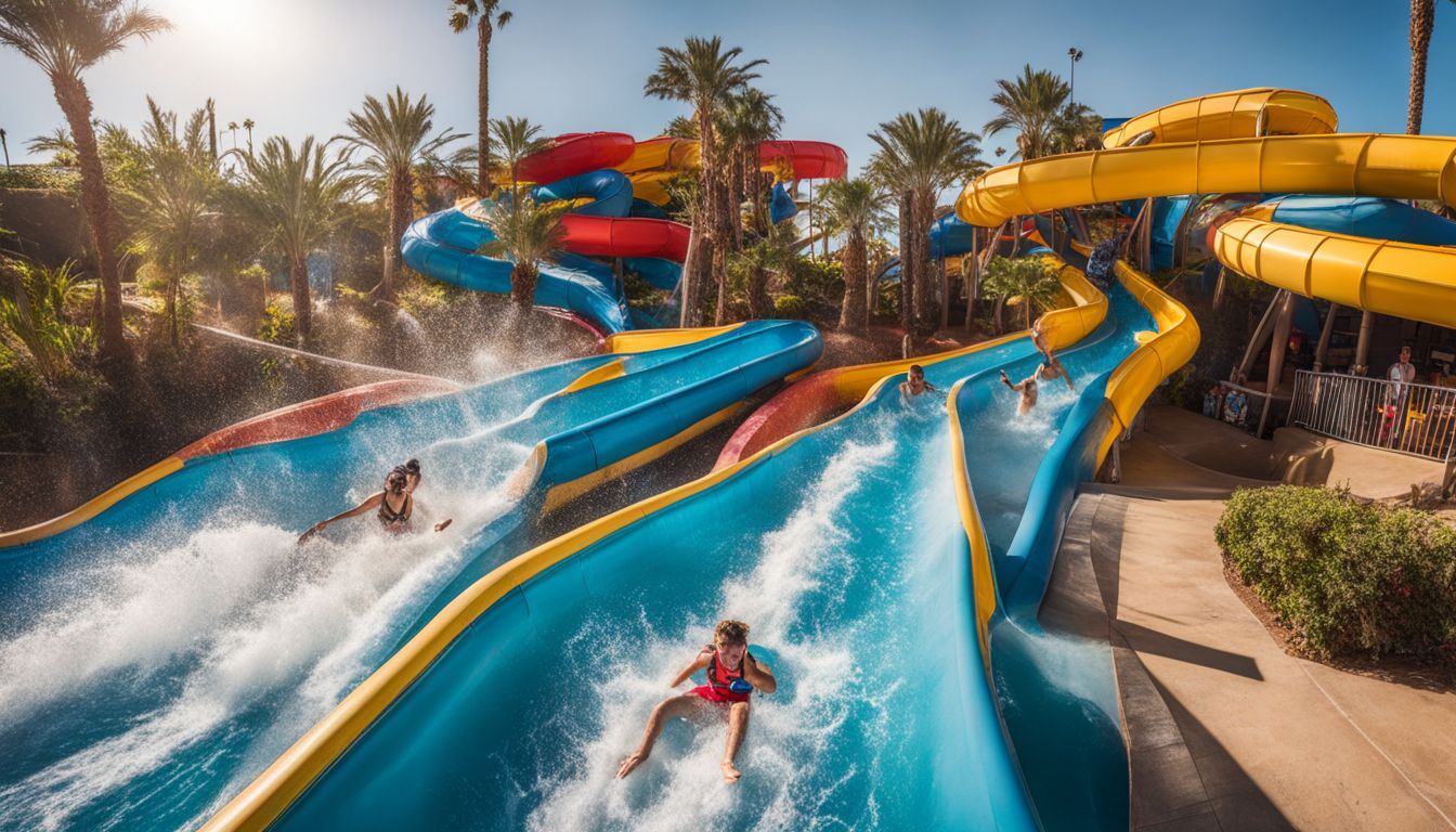 A family enjoys a thrilling water slide at Aqualand Maspalomas.